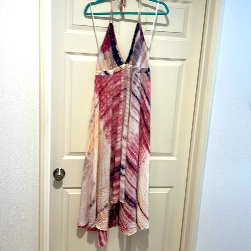 Navy & Pink tie dye high low maxi dress Size M